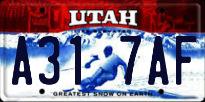 UT license plate A317AF