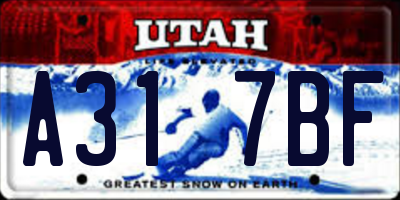 UT license plate A317BF