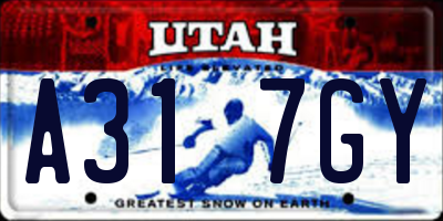 UT license plate A317GY