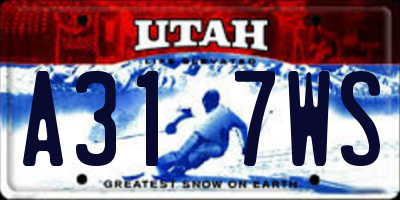 UT license plate A317WS