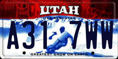 UT license plate A317WW