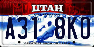 UT license plate A318KO