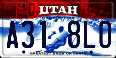 UT license plate A318LO