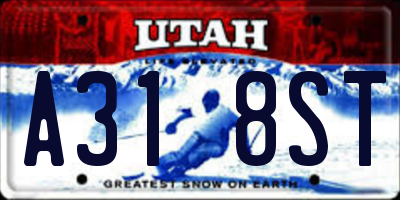 UT license plate A318ST