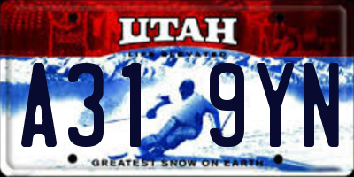 UT license plate A319YN