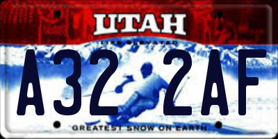 UT license plate A322AF