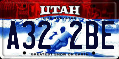 UT license plate A322BE