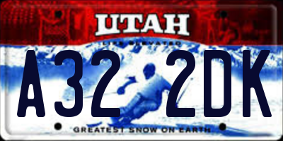 UT license plate A322DK