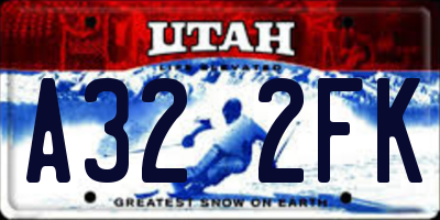 UT license plate A322FK