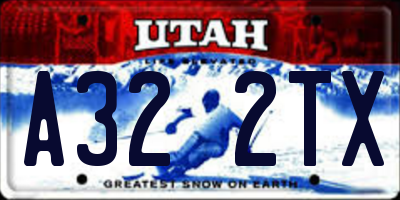 UT license plate A322TX