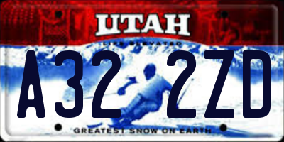 UT license plate A322ZD
