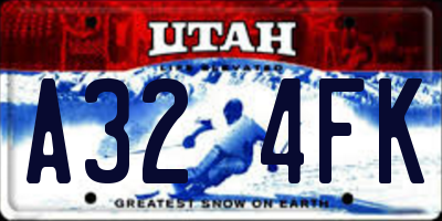UT license plate A324FK
