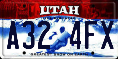 UT license plate A324FX
