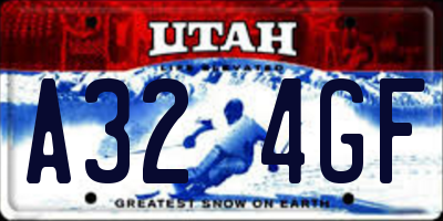 UT license plate A324GF