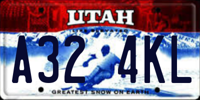 UT license plate A324KL