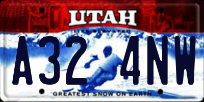 UT license plate A324NW