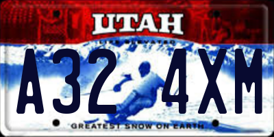UT license plate A324XM