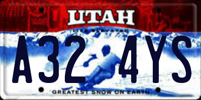 UT license plate A324YS