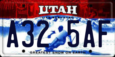 UT license plate A325AF