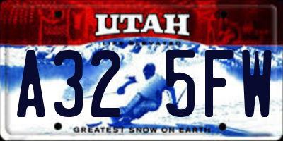 UT license plate A325FW