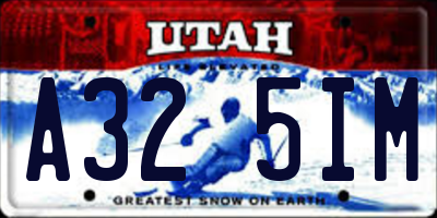 UT license plate A325IM