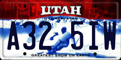 UT license plate A325IW