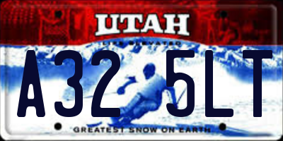 UT license plate A325LT