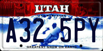 UT license plate A325PY
