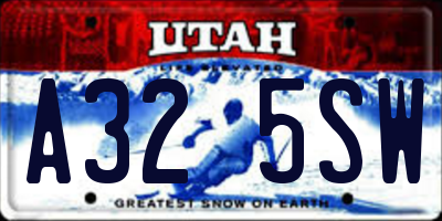 UT license plate A325SW