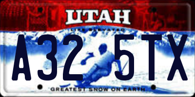 UT license plate A325TX