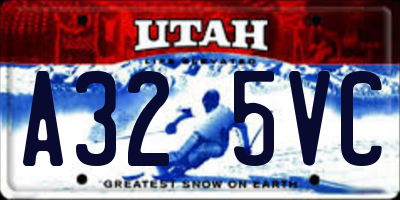 UT license plate A325VC