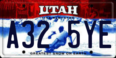 UT license plate A325YE