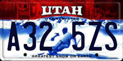 UT license plate A325ZS