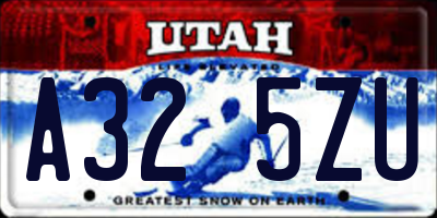 UT license plate A325ZU