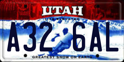 UT license plate A326AL