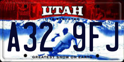 UT license plate A329FJ