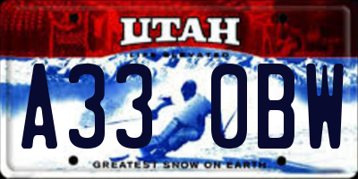 UT license plate A330BW