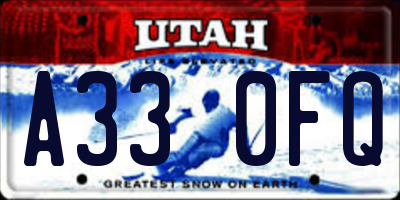 UT license plate A330FQ