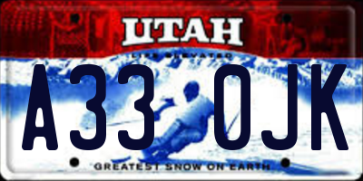 UT license plate A330JK