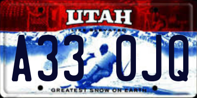 UT license plate A330JQ