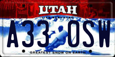 UT license plate A330SW