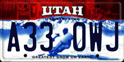 UT license plate A330WJ