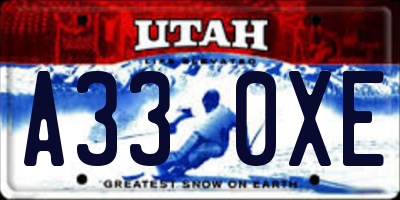 UT license plate A330XE