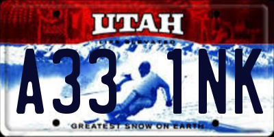 UT license plate A331NK