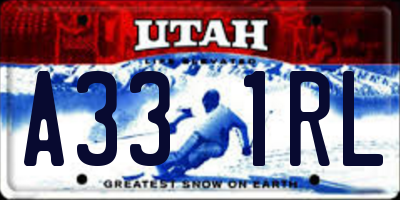 UT license plate A331RL