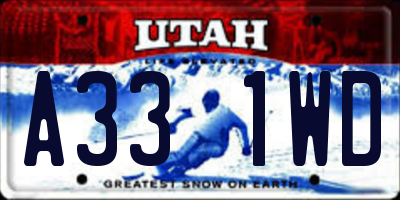 UT license plate A331WD