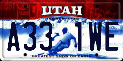 UT license plate A331WE