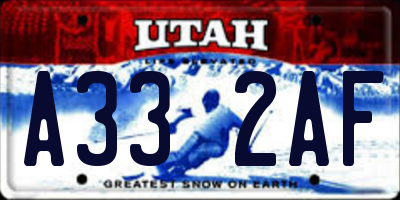 UT license plate A332AF