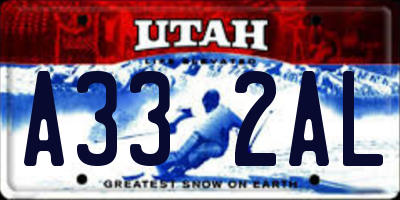 UT license plate A332AL