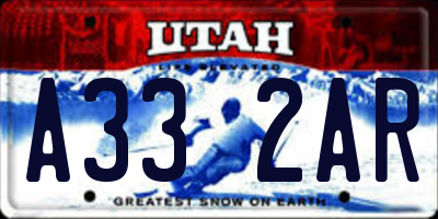 UT license plate A332AR